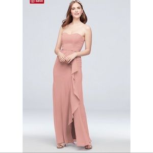 Strapless Pink Bridesmad Dress